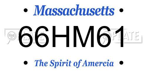 66HM61 Massachusetts License Plate