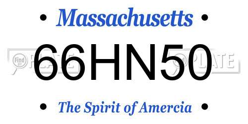 66HN50 Massachusetts License Plate