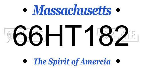 66HT182 Massachusetts License Plate