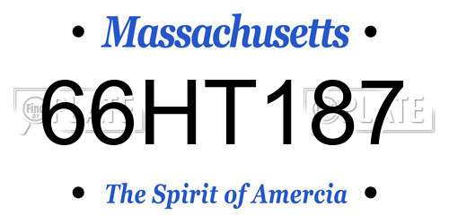 66HT187 Massachusetts License Plate