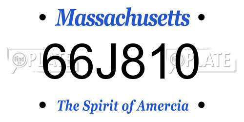 66J810 Massachusetts License Plate