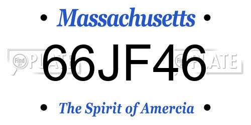 66JF46 Massachusetts License Plate