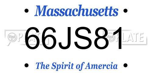 66JS81 Massachusetts License Plate