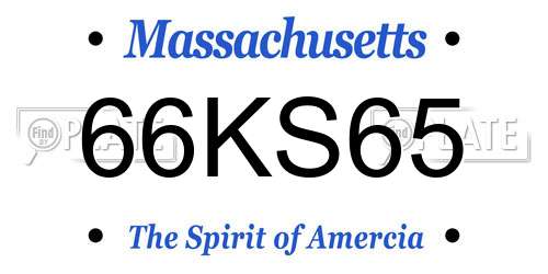 66KS65 Massachusetts License Plate