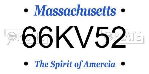 66KV52 Massachusetts License Plate
