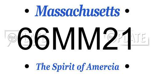 66MM21 Massachusetts License Plate
