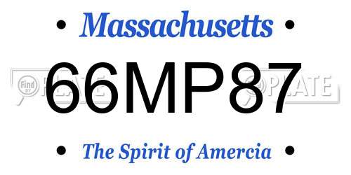 66MP87 Massachusetts License Plate