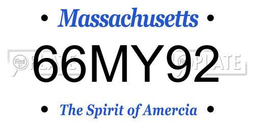 66MY92 Massachusetts License Plate