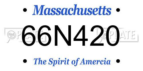 66N420 Massachusetts License Plate