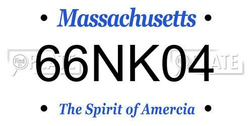 66NK04 Massachusetts License Plate