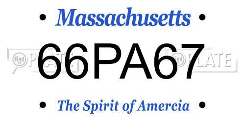 66PA67 Massachusetts License Plate