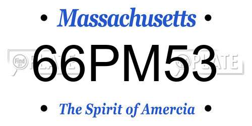 66PM53 Massachusetts License Plate