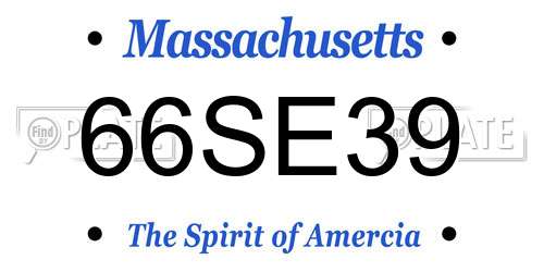 66SE39 Massachusetts License Plate