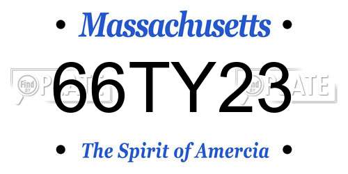 66TY23 Massachusetts License Plate