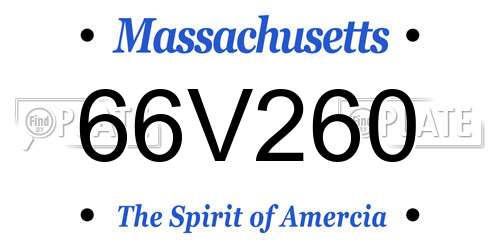 66V260 Massachusetts License Plate