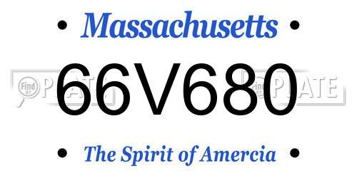 66V680 Massachusetts License Plate