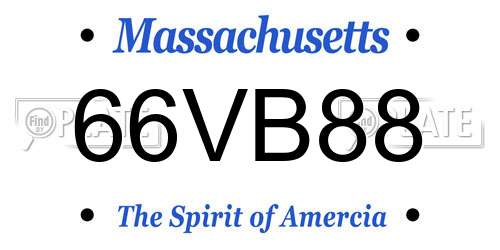 66VB88 Massachusetts License Plate
