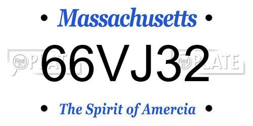 66VJ32 Massachusetts License Plate
