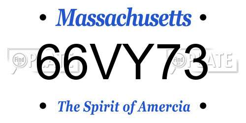 66VY73 Massachusetts License Plate