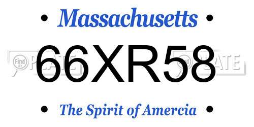 66XR58 Massachusetts License Plate