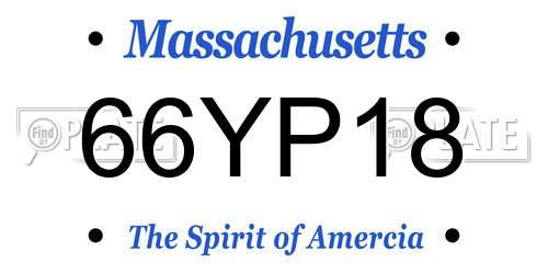 66YP18 Massachusetts License Plate