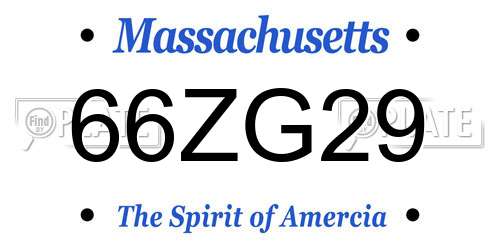 66ZG29 Massachusetts License Plate