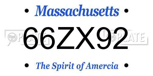 66ZX92 Massachusetts License Plate