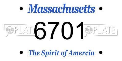 6701 Massachusetts License Plate