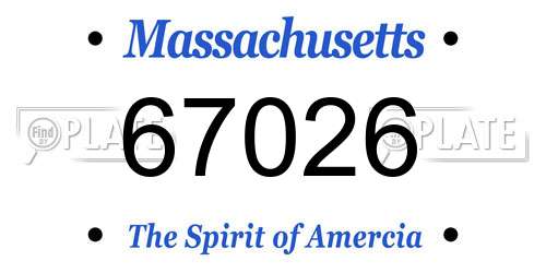 67026 Massachusetts License Plate