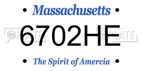 6702HE Massachusetts License Plate