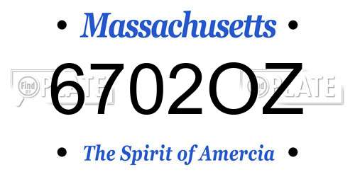 6702OZ Massachusetts License Plate