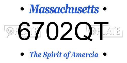 6702QT Massachusetts License Plate