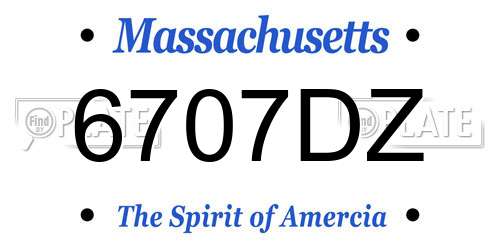 6707DZ Massachusetts License Plate