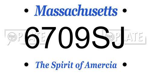 6709SJ Massachusetts License Plate