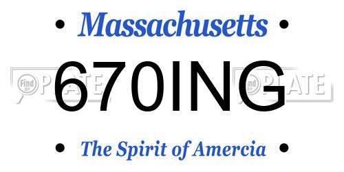 670ING Massachusetts License Plate