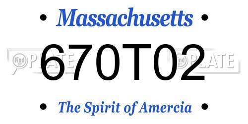 670T02 Massachusetts License Plate