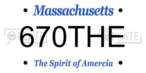 670THE Massachusetts License Plate