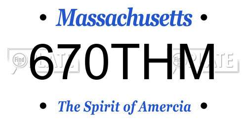 670THM Massachusetts License Plate