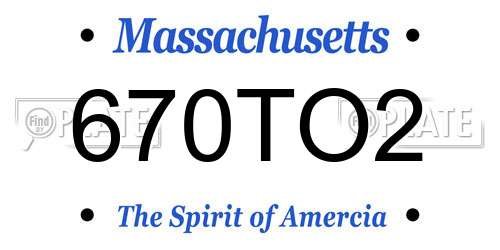 670TO2 Massachusetts License Plate