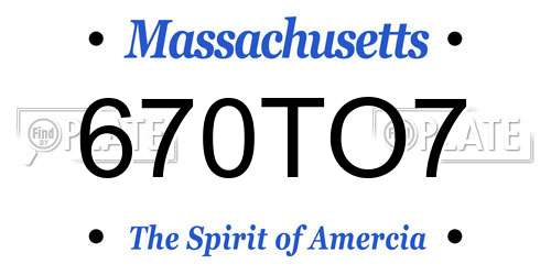 670TO7 Massachusetts License Plate