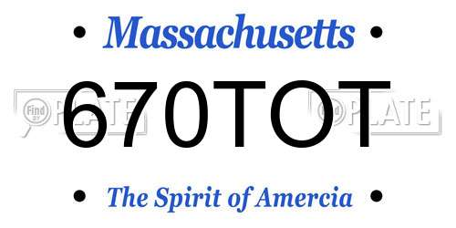 670TOT Massachusetts License Plate