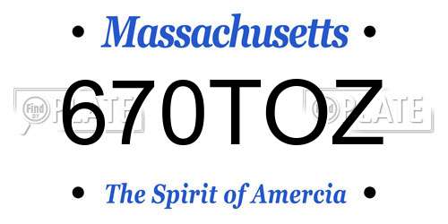 670TOZ Massachusetts License Plate