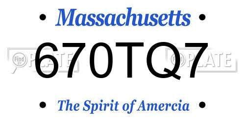 670TQ7 Massachusetts License Plate