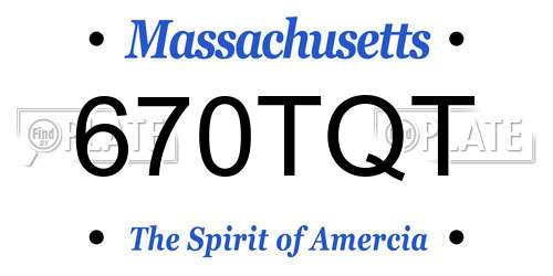 670TQT Massachusetts License Plate