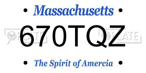 670TQZ Massachusetts License Plate