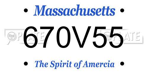 670V55 Massachusetts License Plate