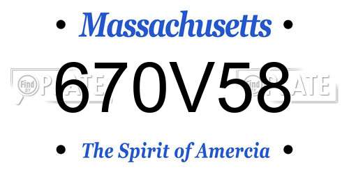 670V58 Massachusetts License Plate