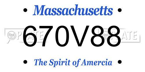 670V88 Massachusetts License Plate
