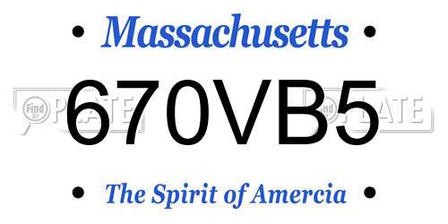 670VB5 Massachusetts License Plate