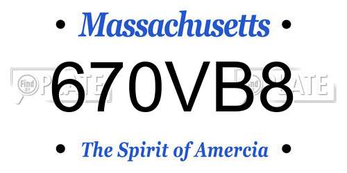 670VB8 Massachusetts License Plate